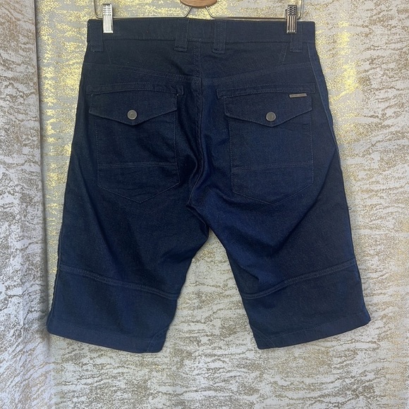 Point Zero Sweat Jeans Stretch Dark Blue Wash Cargo Shorts Size 30 - Picture 9 of 16